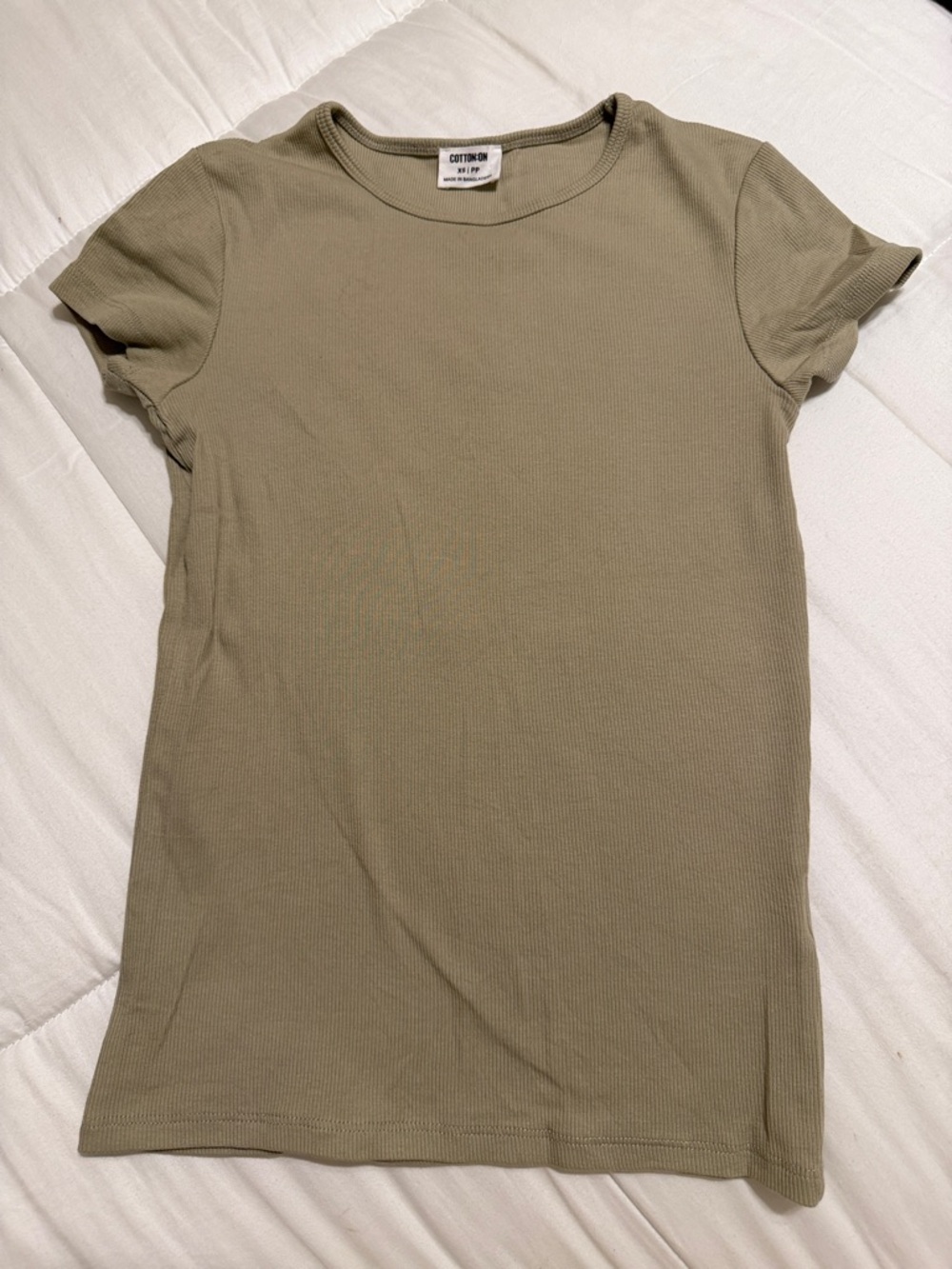 Cotton On Olive Green Ribbed Short Sleeve Tee